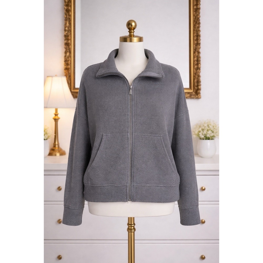 Sweaty Betty Restful Boucle Zip Through Sweatshirt Charcoal Marl UK XL / US 14